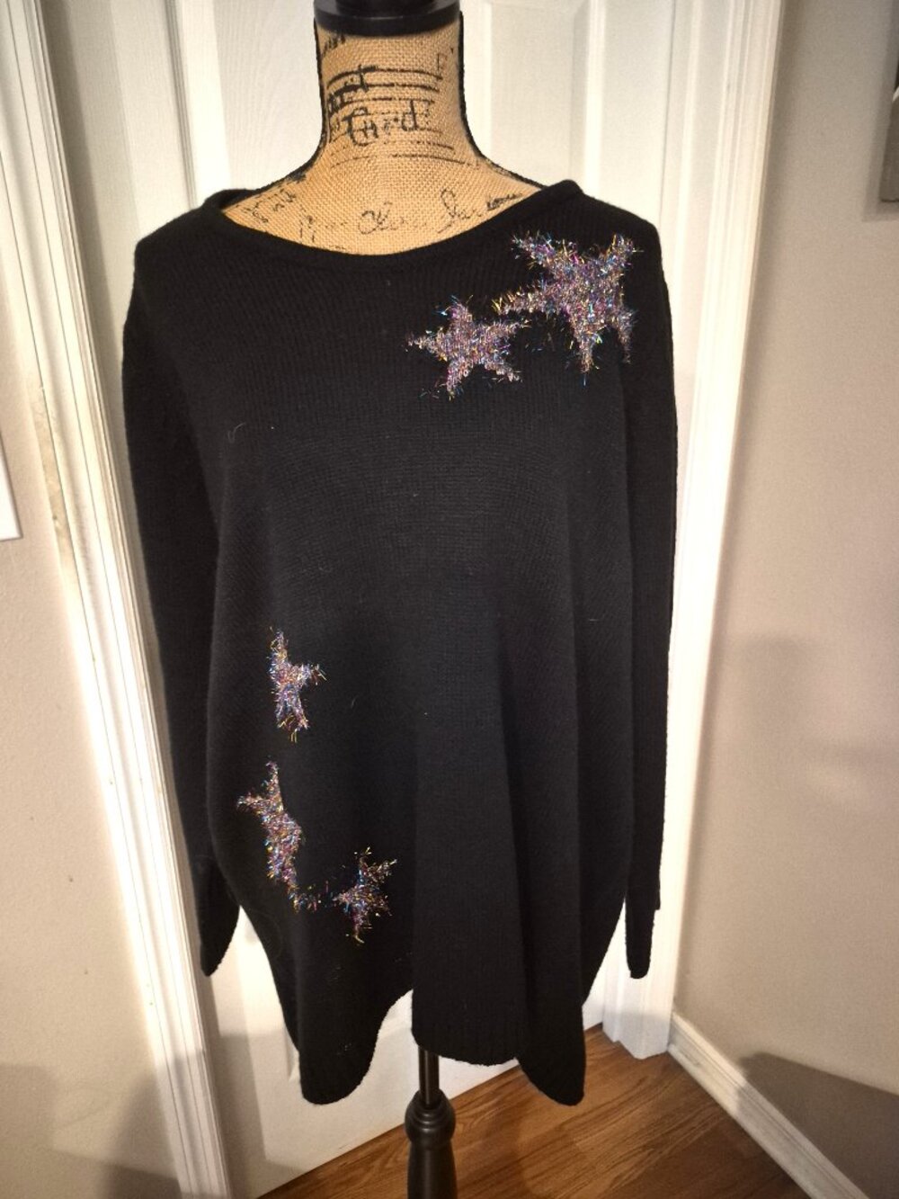 99 Jane Street Ladies Black Sweater with Star Designs